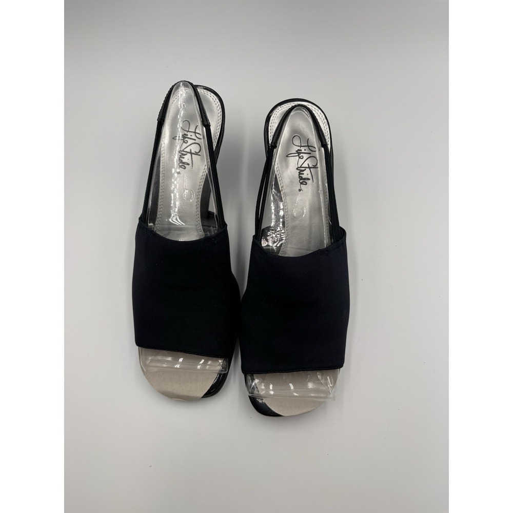 LifeStride Women's Black Fabric Open Toe Slingback Wedge Heel US 9M - Picture 5 of 8